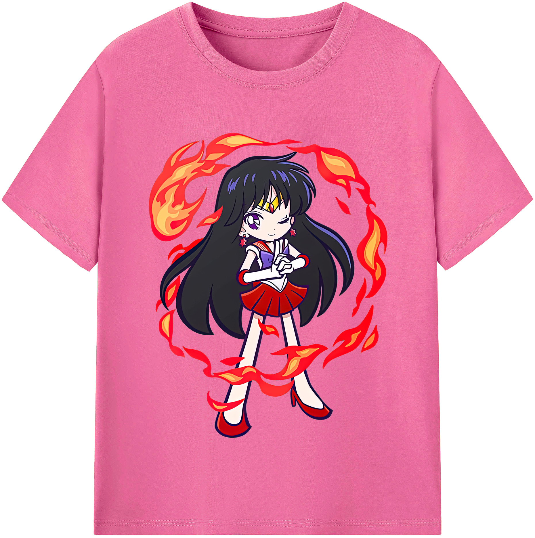 （画像用） 美少女戦士セーラームーン 火野レイ ひの レイ Sailor Moon Hino Rei （セーラーマーズ,Sailor Mars） レディースカジュアルプリントTシャツ（綿100％）